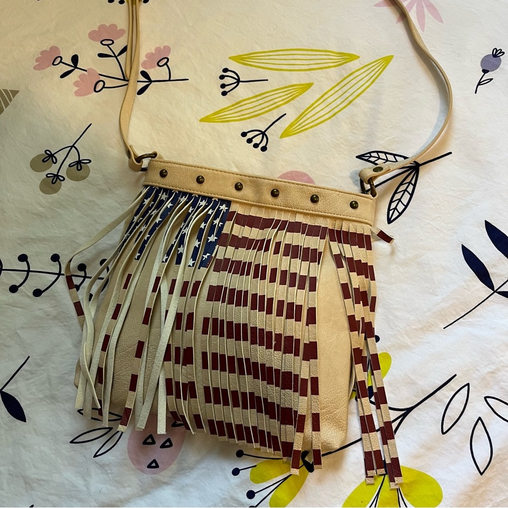 Patriotic mini fringe bag